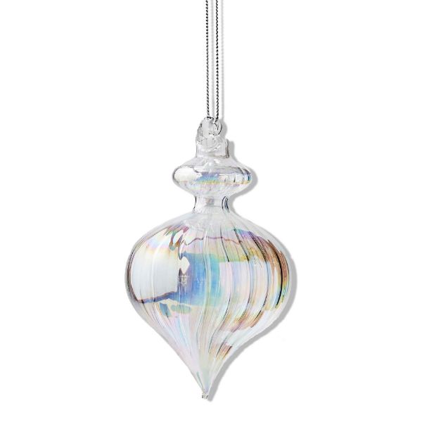 Picture of iridescent optic glass ornament - clear