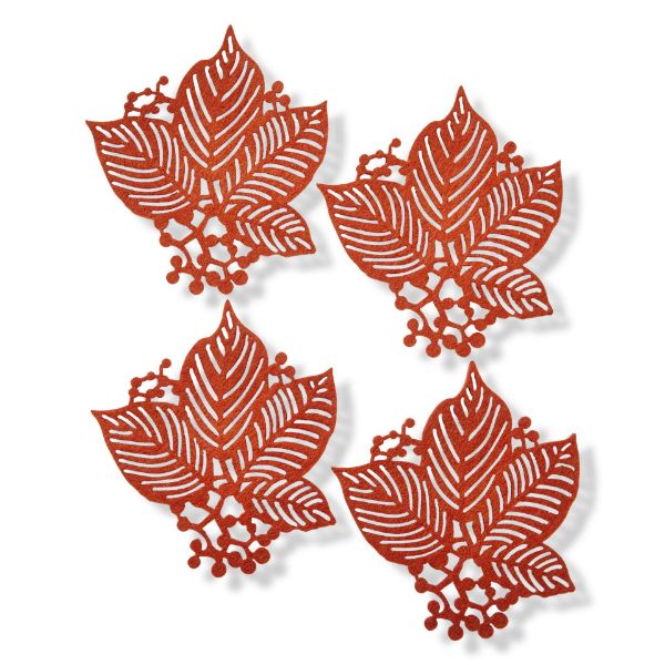 Picture of leaf berry coaster set of 4 - terracotta