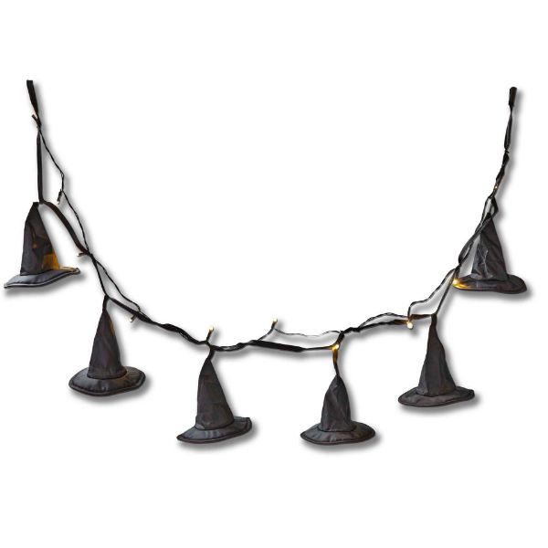 Picture of witches hat led string lights - black
