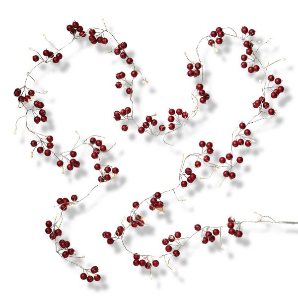 Picture of berries led string lights - red
