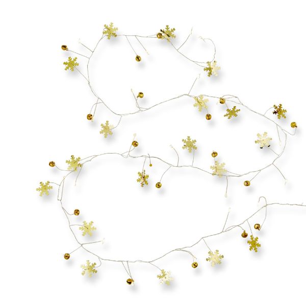 Picture of snowflake led string lights - gold
