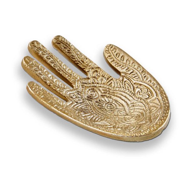 Picture of hamsa hand incense cone holder - antique gold