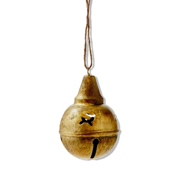 Picture of antique reindeer bell ornament - antique gold