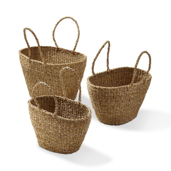 Picture of oval shopping basket set of 3 - natural