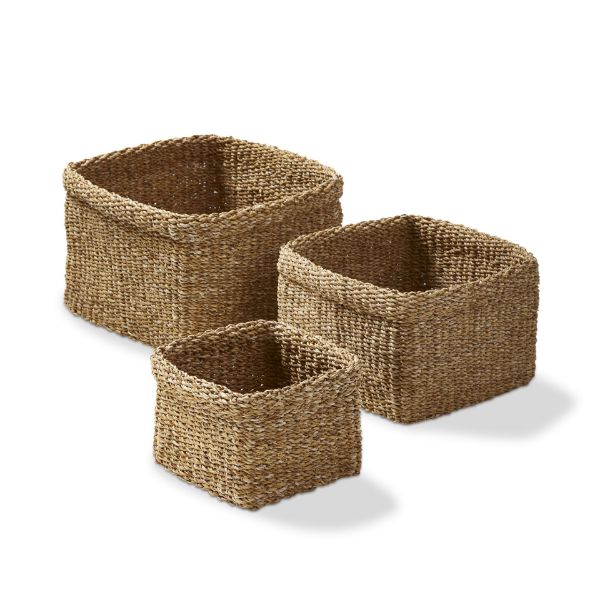 Picture of square folding basket set of 3 - natural