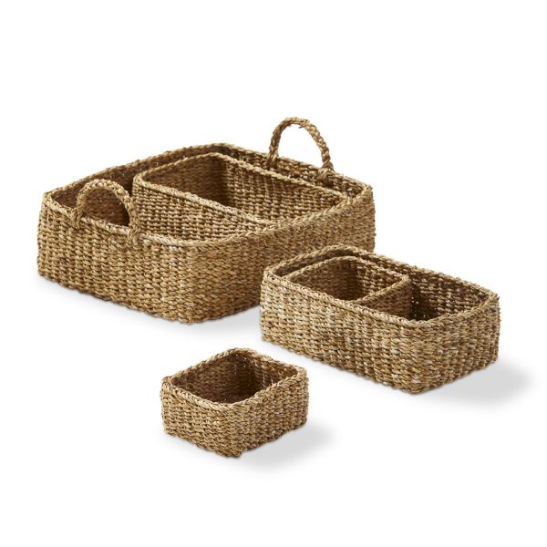 Picture of rectangular tray with small baskets set of 5 - natural