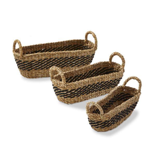 Picture of oval seagrass basket set of 3 - natural