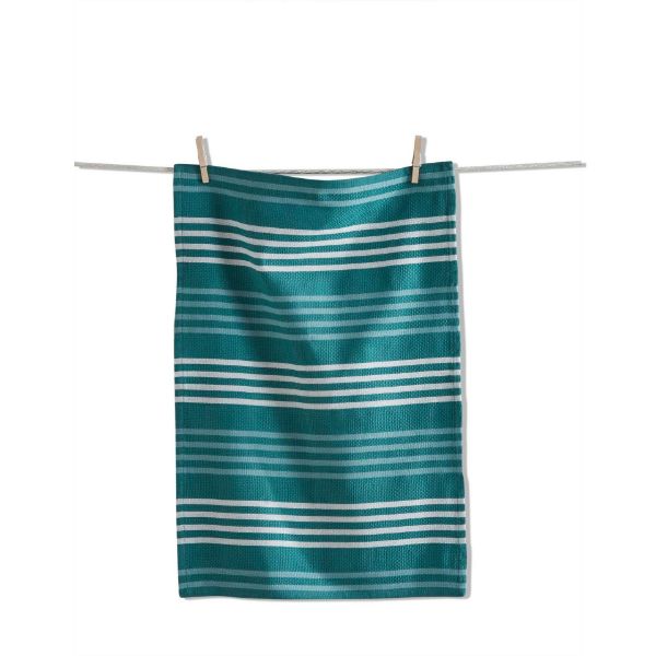 Picture of basket weave stripe dishtowel - teal