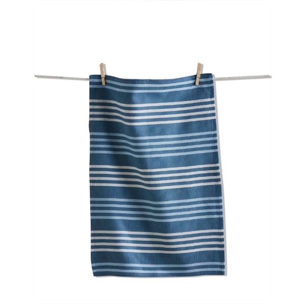 Picture of basket weave stripe dishtowel - turquoise
