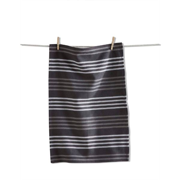 Picture of basket weave stripe dishtowel - gray