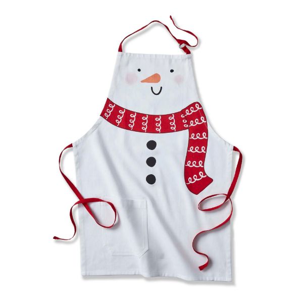 Picture of snowman kids apron - white multi