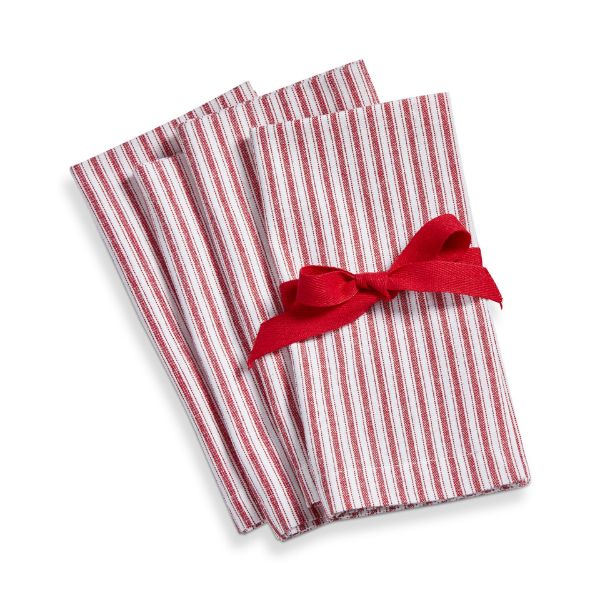 Picture of ticking stripe napkin set of 4 - red multi