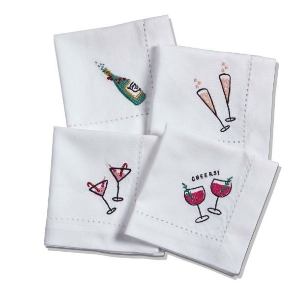 Picture of cheers cocktail napkin assortment of 4 - white multi
