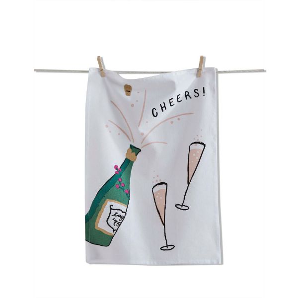 Picture of cheers champagne dishtowel - white multi