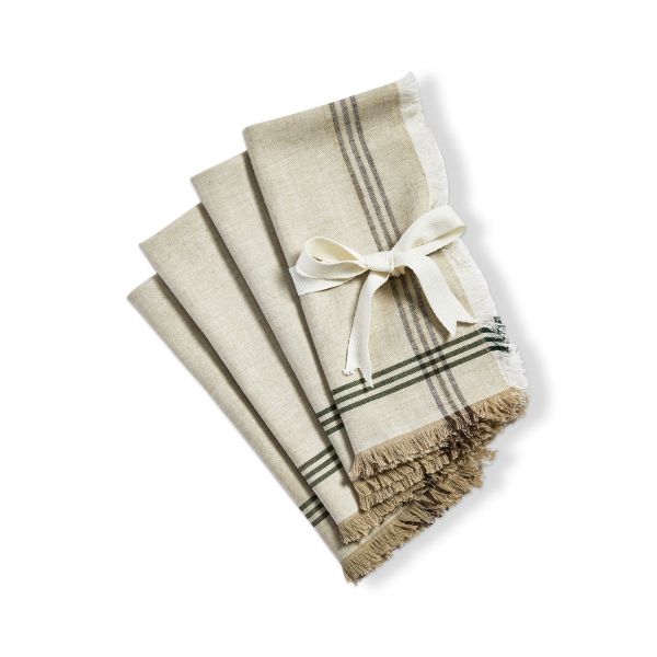 Picture of wilde pine border stripe napkin set of 4 - beige