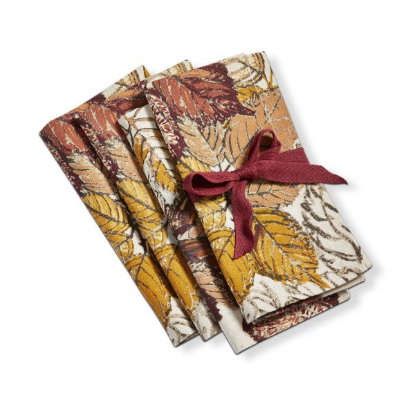 Picture of gathering leaves napkin set of 4 - multi harvest