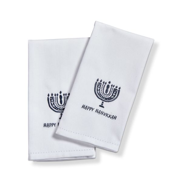 Picture of happy hanukkah guest towel set of 2 - white multi