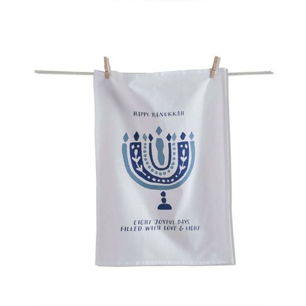Picture of happy hanukkah dishtowel - white multi