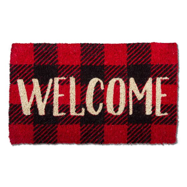 Picture of welcome check coir mat - red, black
