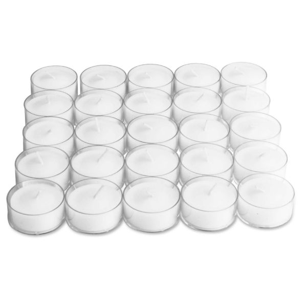 Picture of color studio clear cup tealight candles bag of 25 - white