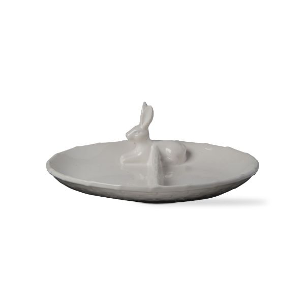 Picture of bunny basket weave divided dish - White
