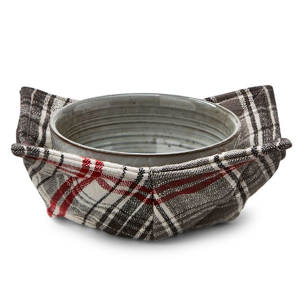 Picture of some like it hot plaid bowl cozy - gray multi
