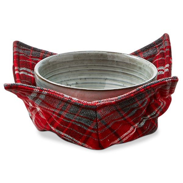 Picture of some like it hot plaid bowl cozy - red multi